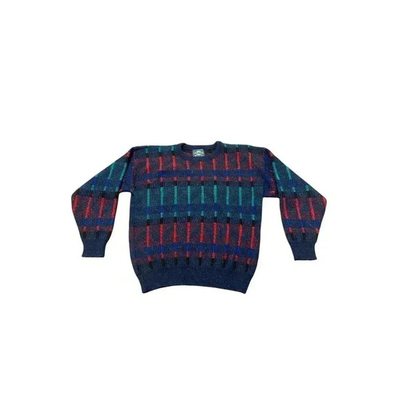 Vintage Jantzen Mens Size M Geometric Print Pullover Sweater Chunky Grandpa * - Picture 1 of 6